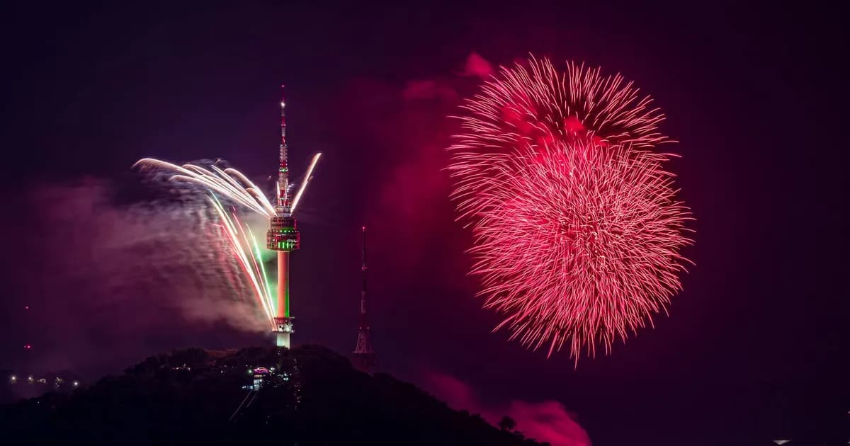 Seoul Namsan Tower cityscape summer bright warm